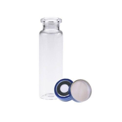 Kit Vial para Headspace 20ml Incolor - Boro - Rosca 18mm + Tampa com Septo em PTFE/Silicone.